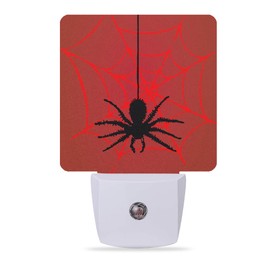 Meikosks Night Lights Plug into Wall Spider Red Web Night Lights Dusk to Dawn Sensor Led Lamp for Women Men,Led Lights for Stairway/Hallway/Bedroom,0.5W