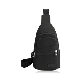 Energather Sling Backpack, Nylon Cross Body Bag Sling Bag for WomenLightweight Sling Bags for Men with Multi Pockets, Mens Chest Bag for Camping, Cycling, Walking, Running (black)