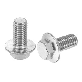 sourcing map 5pcs M10-1.5 x 20mm Metric Flange Hex Cap Bolt Fully Thread DIN 6921 Flanged Bolts Hexagon Screws Stainless Steel 304 Passivation Treatment Silver