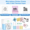 Zeacool Mini Sticker Bluetooth Printer with 11 Rolls Paper, Pocket-Sized