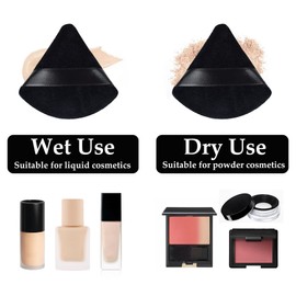 8 Pieces Triangle Makeup Powder Puff Make Up Sponge, Soft Sponge Powder Puff for Loose Powder Foundation, Wet Dry Make Up Tool (Black)