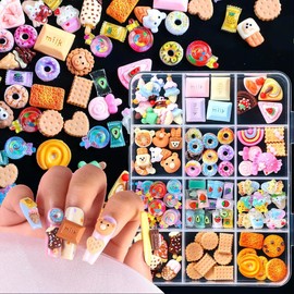 HASTHIP® 12 Diseños De Encantos En 3D Para Uñas, Decoraciones Dulces De Caramelo En Colores Mezclados, Arte De Uñas Kawaii Para DIY Y Manualidades, Id
