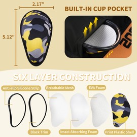 Soared 2PCS Youth Baseball Cup Ages 7-12 Non-Moving Boys Cups for Sports Soft Foam Protective Athletic Cup for Martial Arts Baseball Football Lacrosse Hockey