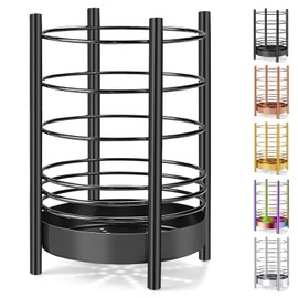 HOMQUEN Black Kitchen Utensil Holder for Kitchen Counter, Stainless Steel Utensil Jugs, Black Titanium Coating Utensil Storage Caddy Organiser, Cooking Utensil Holder (Black/7.4 x 5.2 inches)