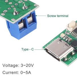 DAOKAI Type-C Fast Charging Trigger Module PD2.0 3.0 to DC Trigger Poll Detector with Terminal 100W 3-20V 5A USB-PD Power Supply Change Board with DC Power Male Pigtail Wire,Connector