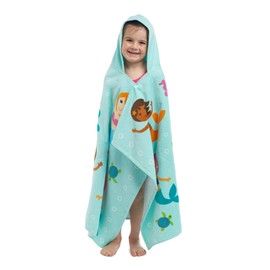 Wildkin Kids Hooded Beach Towel for Boys and Girls, 100% Cotton Hooded Bath Towel with Snap Front, Perfect for Beach, Pool, and Bath Time Towel for Kids (Mermaids)