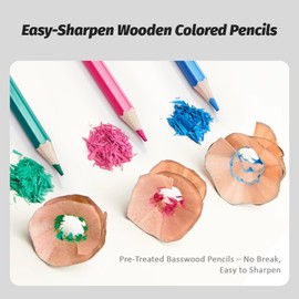 Hopesky 48 Colors Colored Pencils - Art Drawing Pencils with Soft Oil-Based Cores for Adult Coloring Books, Pre-sharpened Art Supplies for Drawing Sketching Blending