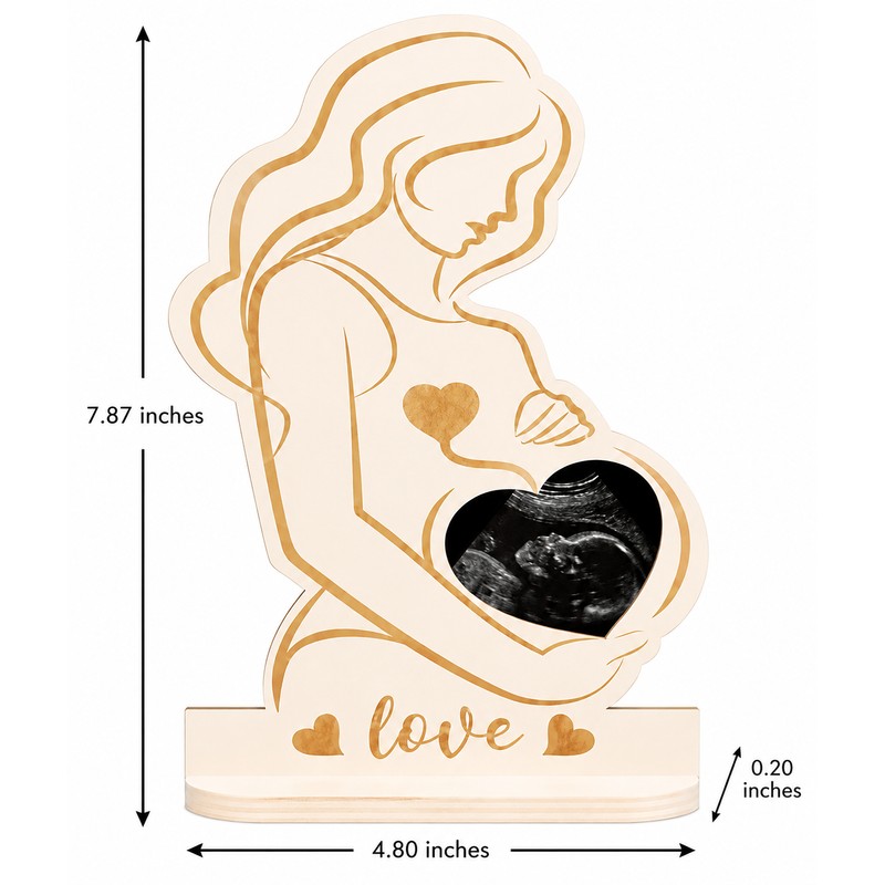 Baby Ultrasound Photo Frame for Pregnancy Keepsake - Wooden Sonogram