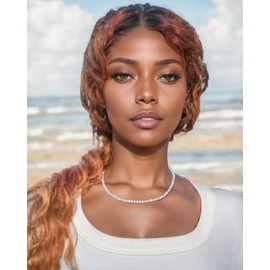 Lightock Simple 4mm Gemstones and Crystals Beaded Necklace Adjustable Choker Necklaces for Women Gifts (White Shell)