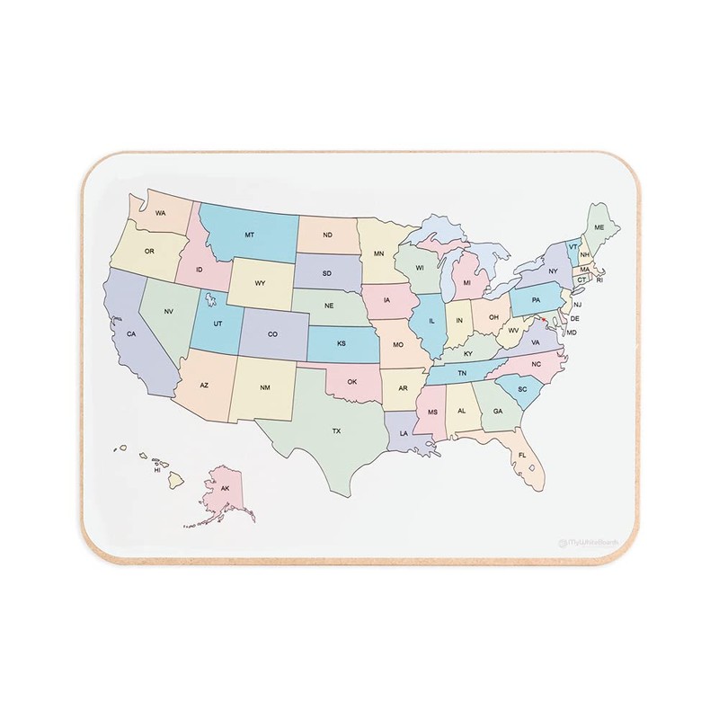 Student Lapboard with USA Map and State Names, 11" x