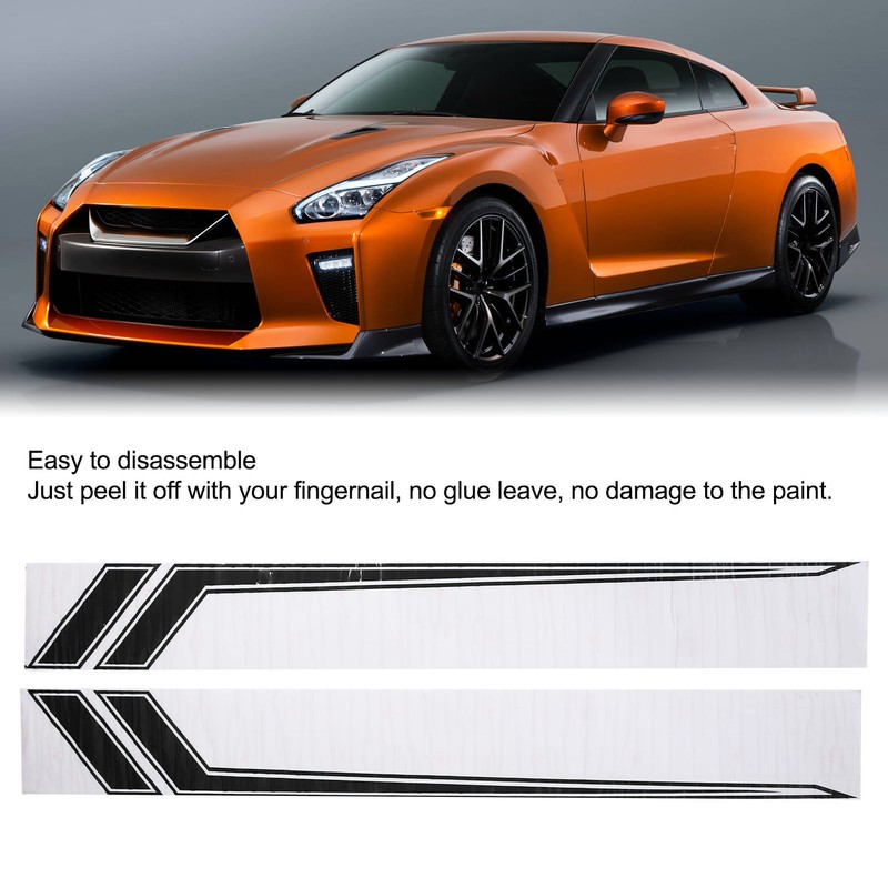 2pcs Car Side Door Sticker Waterproof Universal Sports Racing Style