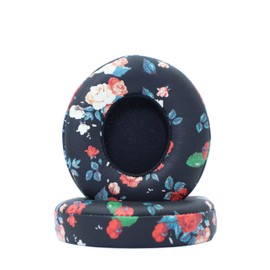 Replacement Ear Pads Compatible with Beats Solo 2.0 Solo 3.0 Wireless Headphones Soft Comfort Protein Leather Memory Foam Resilient（Black Flower