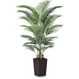 VeriNatural 6FT Artificial Palm Tree - Tall Fake Tree with Brown Taper Planter & Pebbles, UV Resistant for Indoor & Outdoor Decor - Large Potted Faux Plant for Living Room, Office, Home Decor,VN130