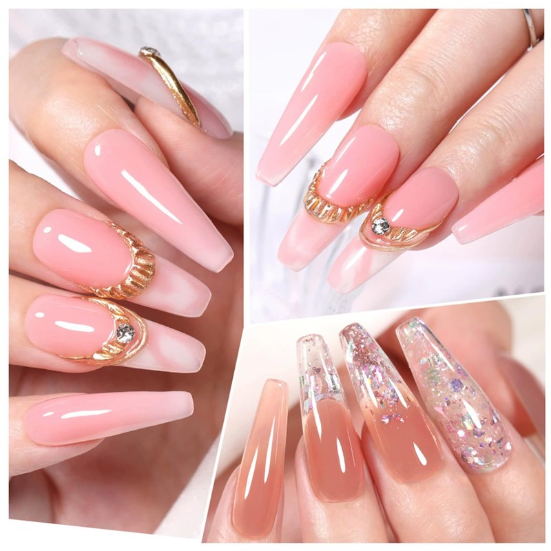Poly Gel Nail Kit,3 Colors Pink Nude Nail Gel Set