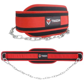 TAVIEW Dip Belt with Chain, Weighted Belt for Pull-Ups, Heavy Duty Dip Belt with Chain, Red, Steel, Double Ring, One Size, Weight Lifting Belt