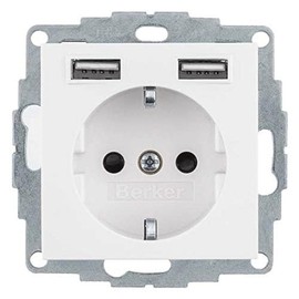 Berker Schuko/USB 48031909 S.1 socket, polar white with S.1 socket, 4011334510529
