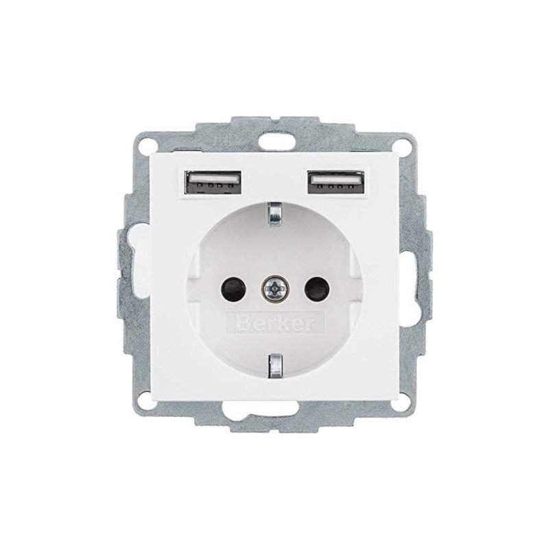 Berker Schuko/USB 48031909 S.1 socket, polar white with S.1 socket,