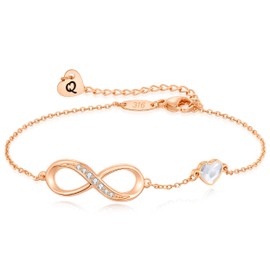 CDE Rose Gold Initial Heart Infinity Bracelets for Women Adjustable Dainty Letter Alphabet Charm Jewelry Birthday Gifts for Women Her Girlfriend Mom Wife (Rose Gold Initial Q)