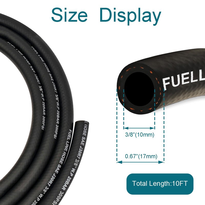 HOUSUN Fuel Line 3/8 Inch ID, Fuel Hose 10FT, J30R7
