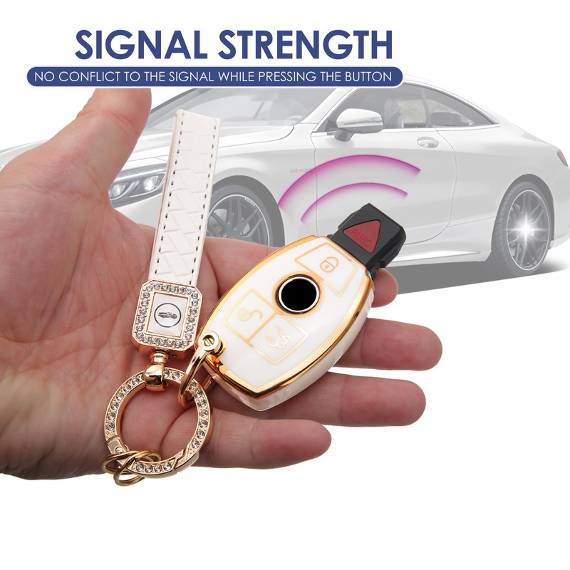 LIANGYM 2-Pack for Mercedes-Benz Key Fob Cover, TPU Case Accessories