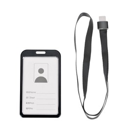 YOKIVE Badge Holder, Waterproof Vertical Aluminum ID Holder with Detachable Lanyard, Lightweight, Great for Office Teacher (Black, 3.74 x 2.28-Inch)