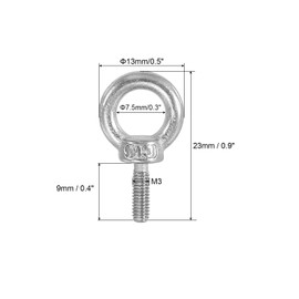 PATIKIL Lifting Shoulder Eye Bolts, M3x9 304 Stainless Steel Male Thread with Hex Screw Nut Gasket Flat Washer for Hanging Securing Chain Wire Rope, 4 Sets