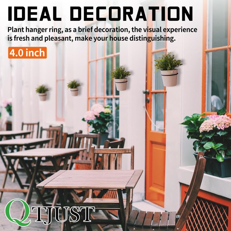 QTJUST 4in 20Pack Wall Flower Pot Holder Ring Plant Hanger,