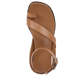 Naturalizer Womens Birch Strappy Flat Sandal Saddle Tan Leather 8 M