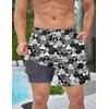 Wemkuqa Men's Funny Swim Trunks with Compression Liner 5" Inseam