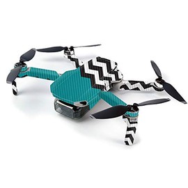 MightySkins Carbon Fiber Skin For DJI Mavic Mini Portable Drone Quadcopter Carbon Fiber Skin - Teal Chevron | Protective, Durable Textured Carbon Fiber Finish | Easy To Apply, Remove | Made in the USA