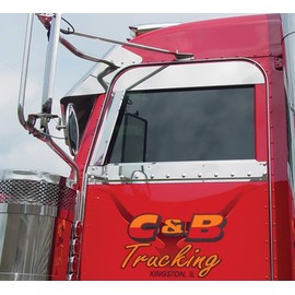 TORQUE Stainless Steel 5-Inch Drop Windows Chop Top Set for Peterbilt Legacy Style Trucks 2005-2020 Semi Trucks, Mirror Finish - Pair (TR3065)