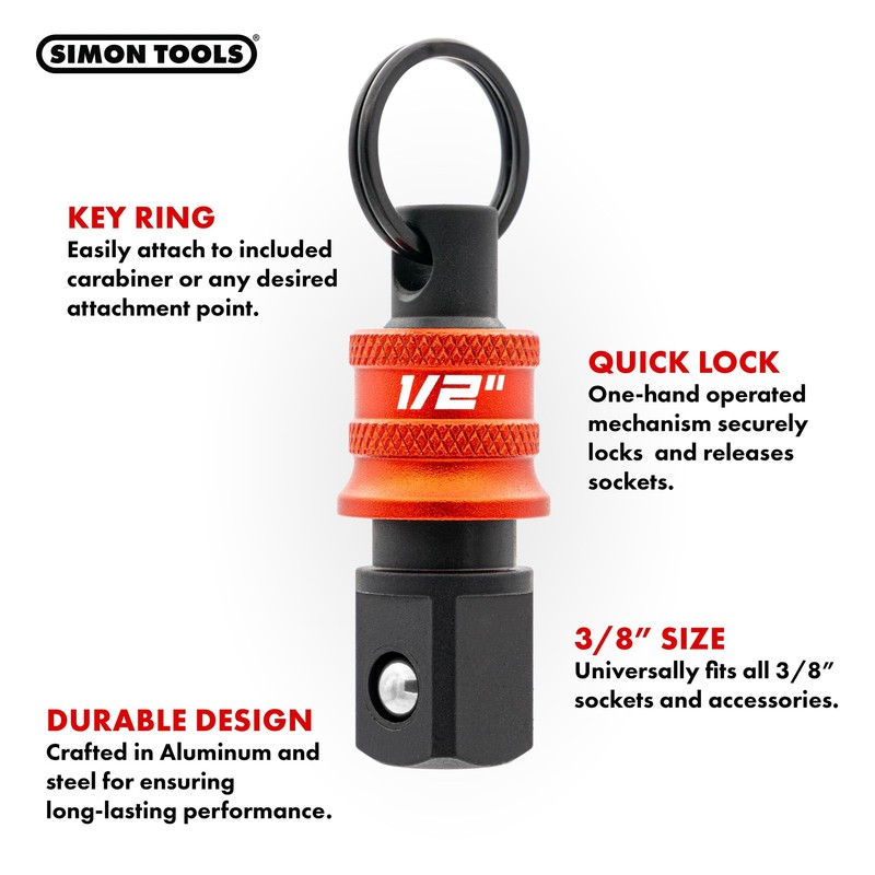 Simon tools Socket Holder Keychain 3pc - 1/2 Socket Organizer