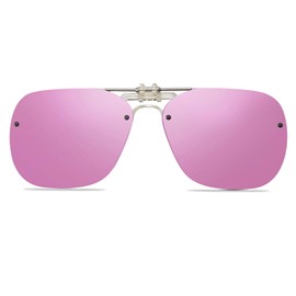 FF FRAZALA Polarized Clip on Sunglasses Over Prescription/Reading Glasses for Men Women Flip Up Clip-on Shades for Driving Fishing (Pink Tinted)