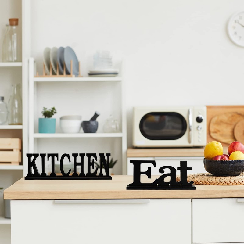 Kitchen Sign for Home Decor, Wooden Kitchen Block Letters Rustic