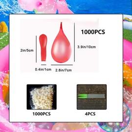 1000 Pcs Water Balloons, Reusable Water Balloons, Water Game, For Kids Outdoor Games, Summer Pool Party Supplies