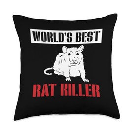 Exterminator Design Pest Fighter Worlds Best Rat Killer Exterminator Pest Control Throw Pillow, 18x18, Multicolor