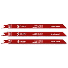 PAYA TOOLS 3-Piece 9 in. 40-50 Grit Carbide-Grit Edge Reciprocating Saw Blade for Cast Iron, Block