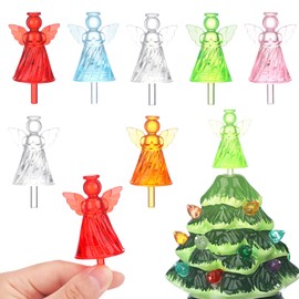 Roowest 8 Pack Christmas Multicolor Ceramic Angel Tree Topper Angel for Christmas Ceramic Tree Replacement Lights Multicolor Lovely Topper for Xmas Treetops Replacement