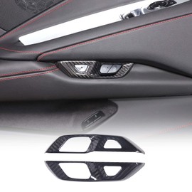 TOYCIDFG Door Inner Handle Lock Frame Cover Trim Compatible with C8 Corvette 2020-2026, Carbon Fiber Door Lock Switch Button Cover Trim Accessories (Black)