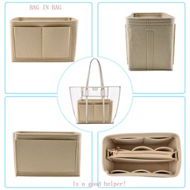 WUUDWALK Handbag Organiser Felt Bag Organiser for Women Handbag, Removable Zip, Purse Insert Organiser Bag, Cosmetic Storage Bag, Bag in Bag, Liner Pouch