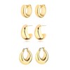 HILXURY Gold Chunky Hoop Earrings Set for Women, 14K Gold