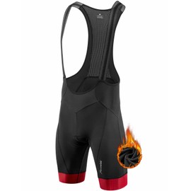 Przewalski Men's Cycling Bib Short Thermal 4D Padded Fleece Lined Biking Shorts Breathable Bike Bib Tights, Black, 3X-Large