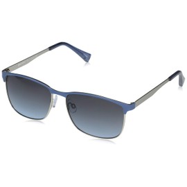 SOUTHPOLE Men's Retro Rectangular Sunglasses, Matte Silver & Blue, 57 mm