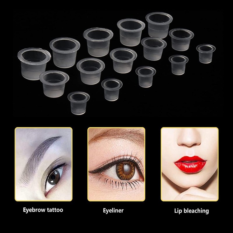 Rifrpha 300 PCS Transparent Tattoo Ink Cups Disposable Ink Pigment