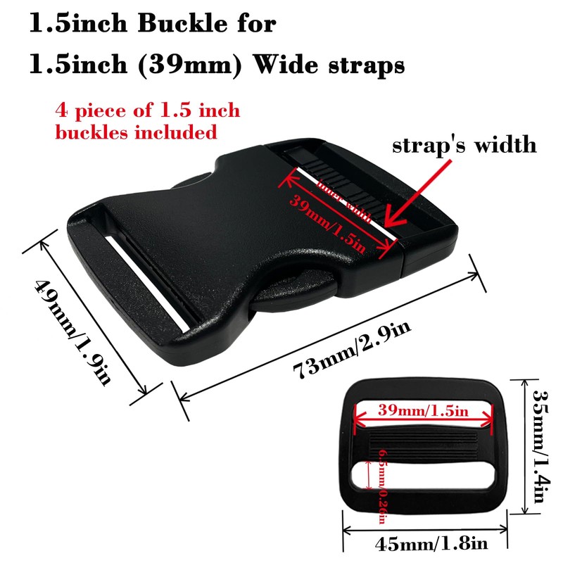 1.5" Buckles for Straps Quick Side Release Plastic Buckle Clip