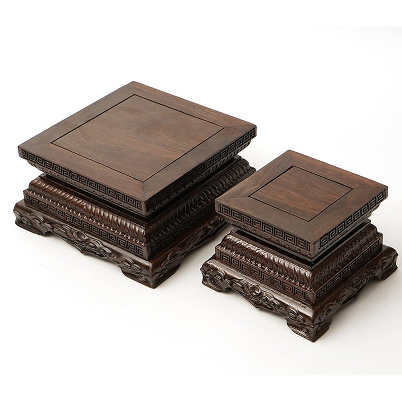 GOLDY&WENDY Square Ebony Wood Base Solid Wood Buddha Statue Ornament