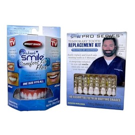 Instant Smile Flex Teeth (Bright White Shade) and Pro Series Tooth Kit – 2 Great Instant Smile Products