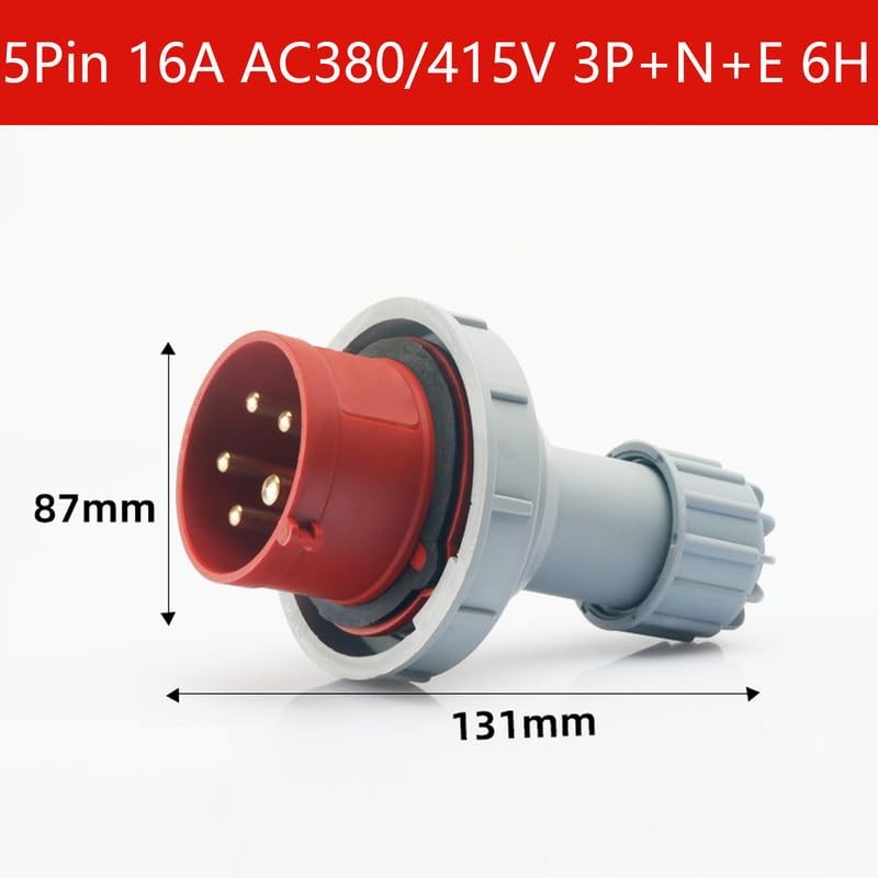 IEC60309 Industrial Connector Plug, 5Pin 16A 380V-415V 3P+E+N 6H IP67