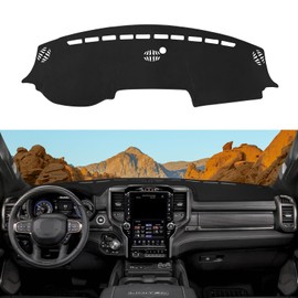 Rilsen Dashboard Cover Mat Custom Fit for 2019-2022 2023 2024 Dodge Ram 1500 2500 3500 Dash Cover Nonslip Dash Mat Protector Sunshade No Glare Black