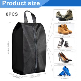 Travel Shoe Bag Waterproof Pack of 8: HOMURY Shoe Bag with Robust Zip, Premium Shoe Organiser, Dirt-Resistant Shoe Bag for Men and Women, Suitcase and Backpack (42 x 24 x 18 cm, black, Suitcase